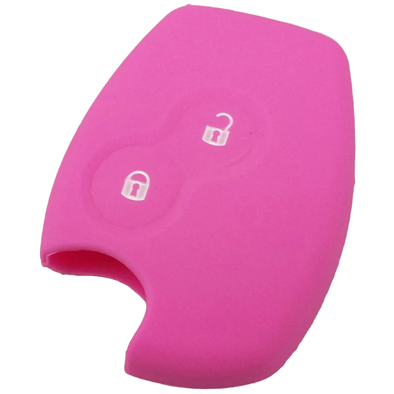 2 кнопки силиконовый чехол для ключей дистанционного ключа оболочки для Renault Clio Duster Twingo, розовый