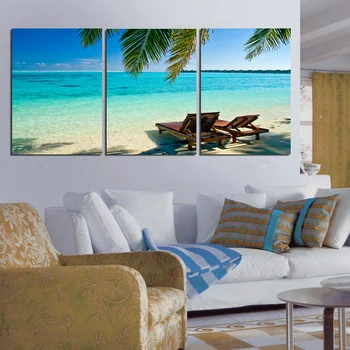 

Free Shipping 3 Panels Hot Modern Abstract Blue Sea Picture Decorative Canvas Painting Living Room Paint Wall Hanging