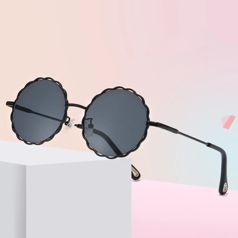 Children's Vintage Sunglasses Simple Lace Metal Round Frame Sunglasses Fashion Boys Girls UV400 Protection Sunglasses