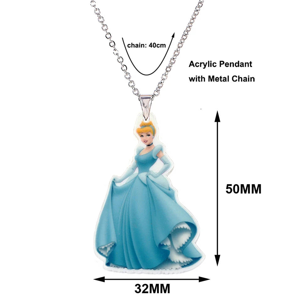 Menglina/Новинка; акриловая цепочка с кулоном в виде принцессы из мультфильма для девочек; серебристая цепочка из смолы с плоским основанием; Детские ожерелья и подвески