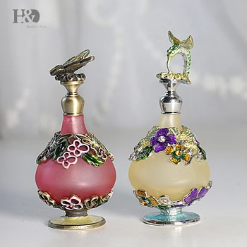 

H&D Lady's Gifts Handmade Vintage Empty Perfume Container With Butterfly Stopper Home Wedding Decoration 25ML Refillable Bottle