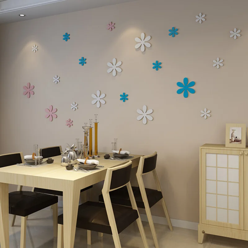 خشبية diy الجدار ملصق ديكور المنزل 3d ملصق الحائط 3 قطعة/المجموعة زهرة vinilos باريديس الأزياء المعيشة غرفة نوم الأطفال