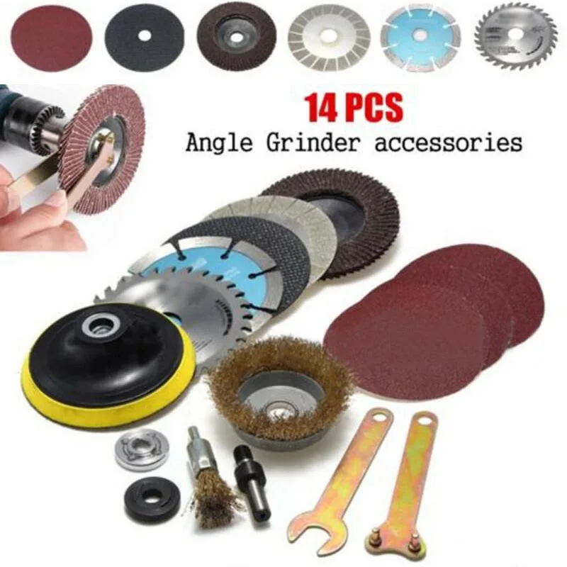 

14Pc Cutting Accessories Saw Cutter Wrench For Hand Drill Variable Angle Grinder Accessories Home Garden Supplies