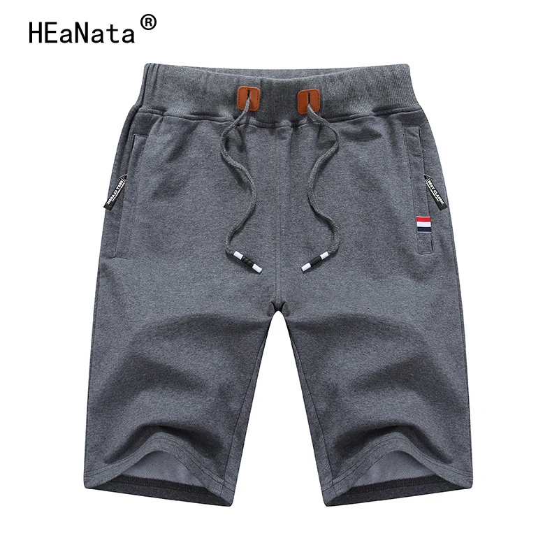 Новинка, однотонные мужские повседневные шорты, летние мужские пляжные шорты, хлопковые мужские шорты с эластичной резинкой на талии, модные повседневные шорты для мужчин