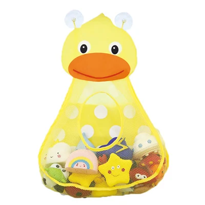 Детская ванна игрушки мультфильм утенок маленькая форма лягушки сумка для хранения Baby Shower ванная комната Игрушка сетка для хранения мощная присоска Сетчатая Сумка - Цвет: Yellow
