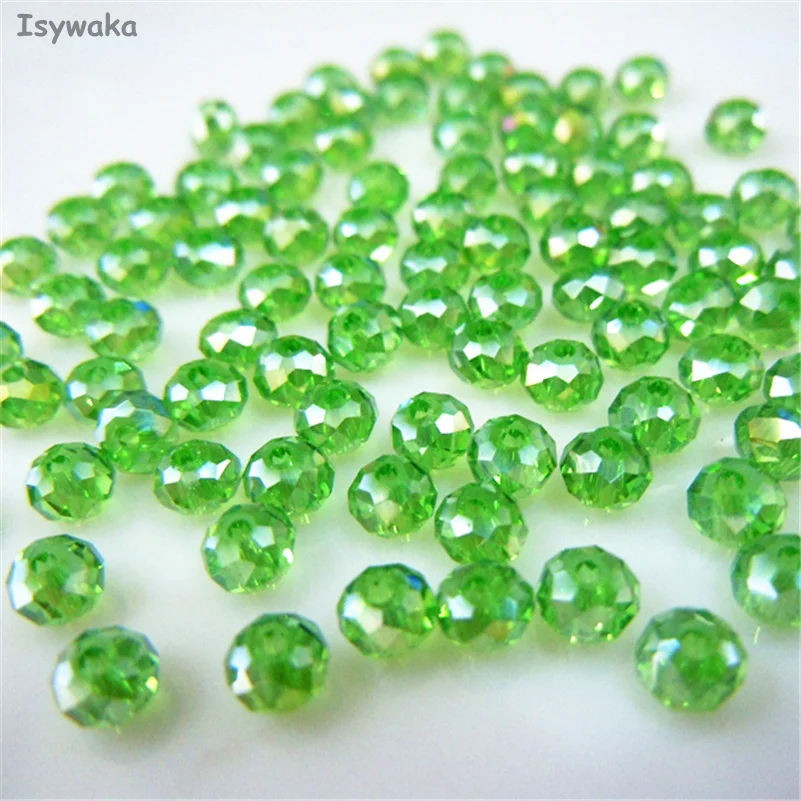 

Isywaka Deep Green AB Color 3*4mm 145pcs Rondelle Austria faceted Crystal Glass Beads Loose Spacer Round Bead for Jewelry Making
