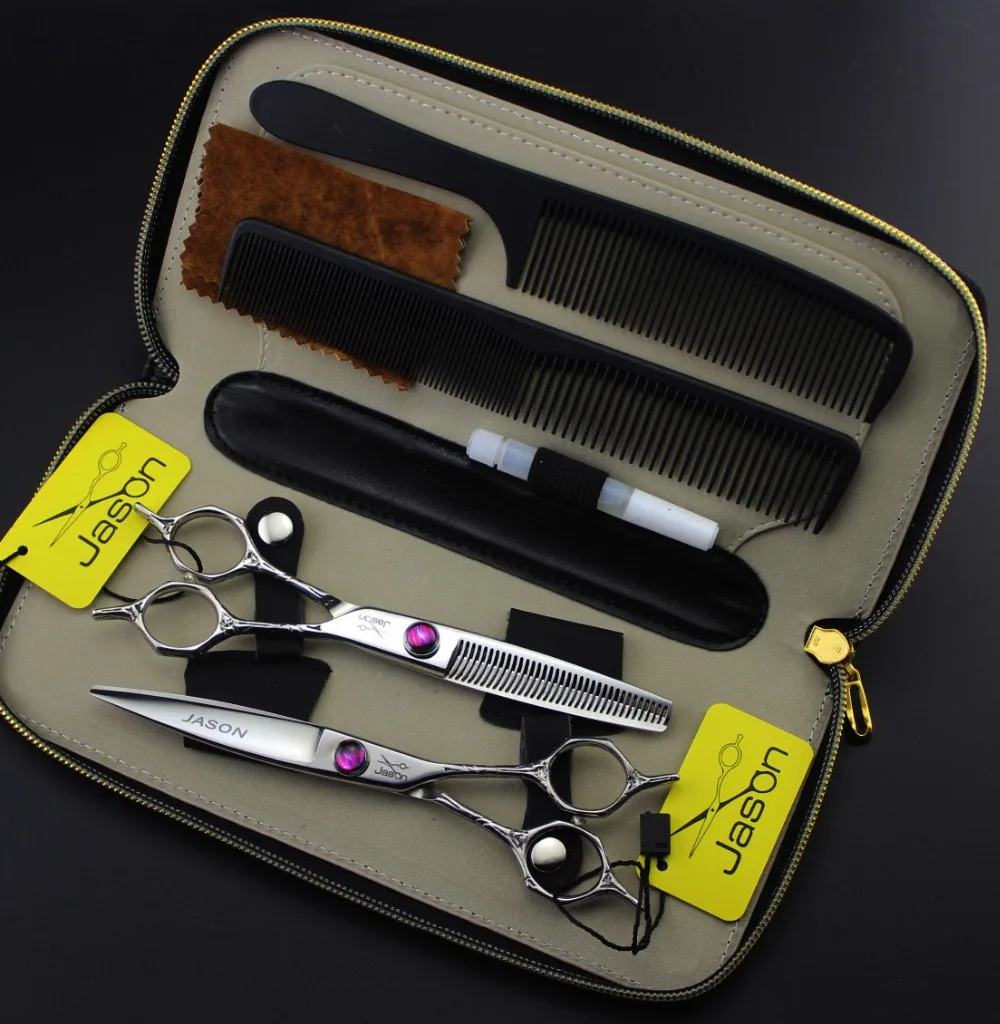 

Jason Professional Hair Scissors Set 6 inch High Quality Hairdressing Barber Hair Cutting Scissors Thinning Shears Bag