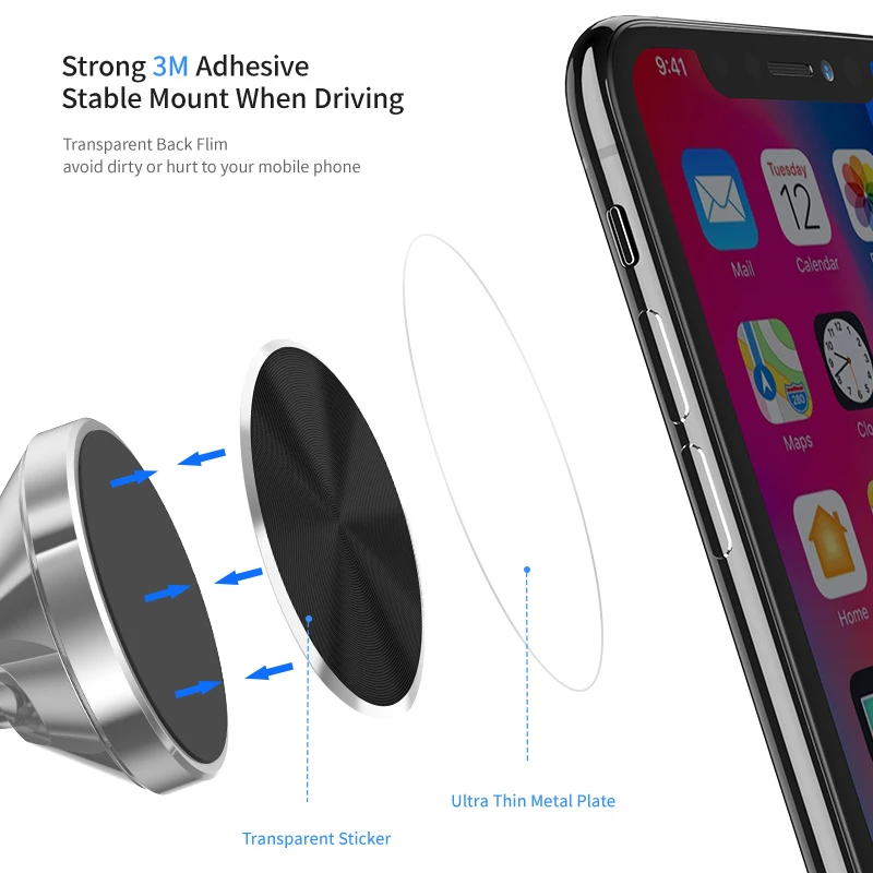 Металлическое покрытие, наклейки на магните, автомобильный держатель для телефона, Универсальная металлическая пластина для крепления, магнитный автомобильный держатель, железные листы для iPhone X 7
