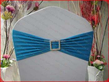 

Lake Blue Single Layer Spandex/Lycra/Expand Band/Covers With Square Diamond Buckle&Pin For Wedding Party Banquet Decorations