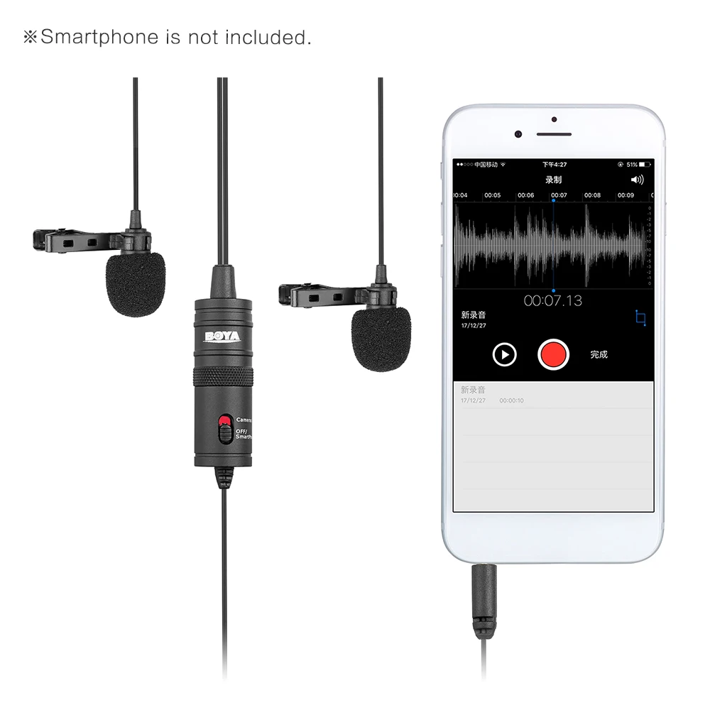 BOYA BY-M1DM микрофон с кабелем 6 м двойной головкой петличный нагрудный клип на для DSLR Canon Nikon iPhone видеокамеры Запись VS BY-M1