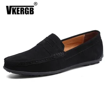 Vkergb/Коллекция года; обувь в британском стиле; мужская кожаная Летняя дышащая обувь для вождения без застежки; корейская модная мягкая обувь из микрофибры; Цвет Черный