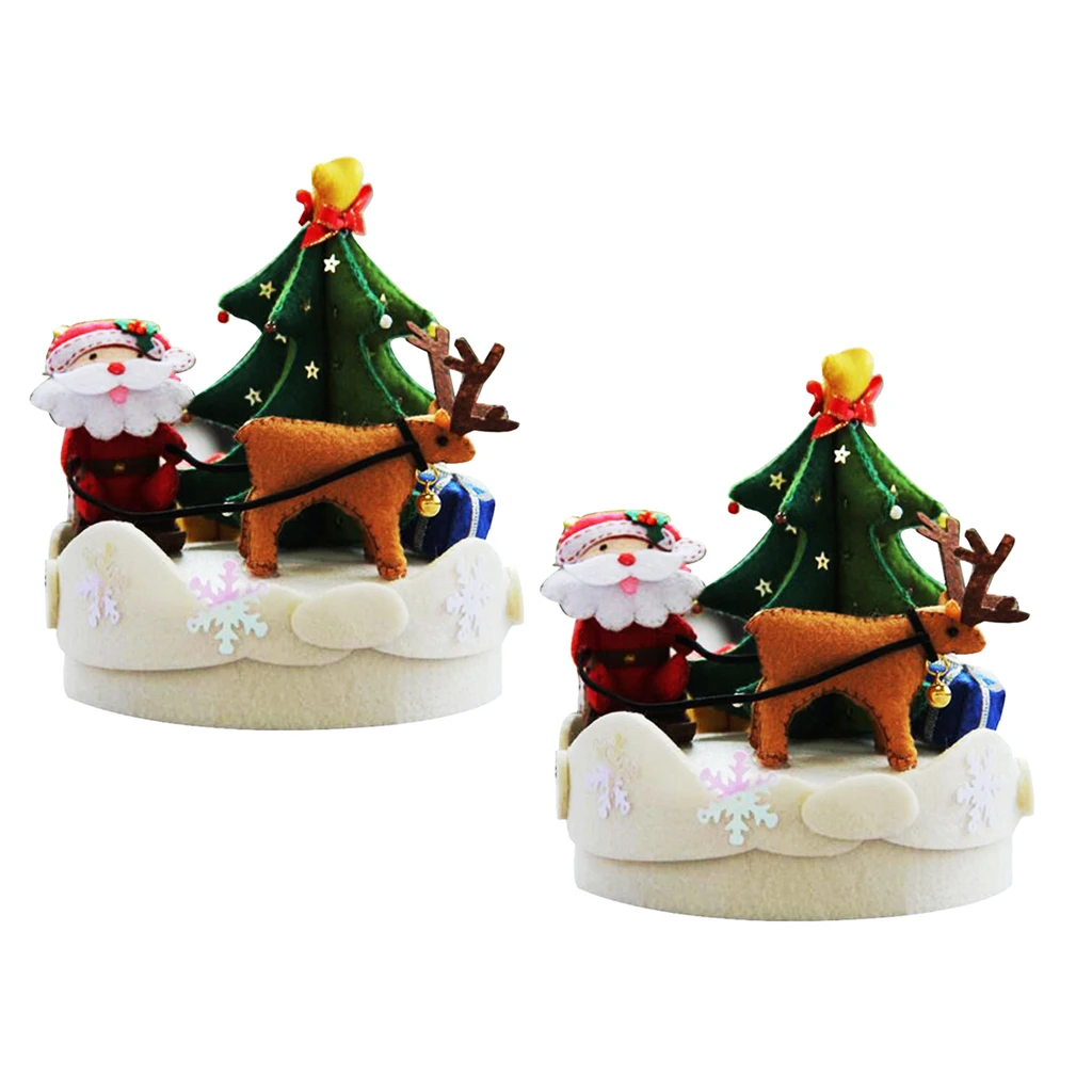 2 Sets DIY Christmas Felt Sewing Kit Music Box Needle Felting Starter Kit