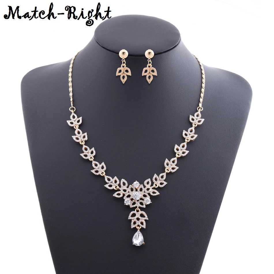 

Women's Jewelry Set for Wedding Flower Statement Necklace with Rhinestone for Women Drop Earrings Pendants for Gifts NL765