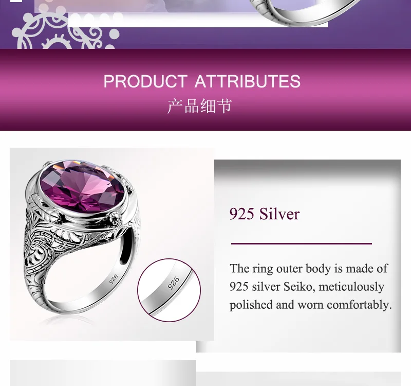 Szjinao, твердое кольцо из серебра 925 пробы, большой овальный аметист, Виктория Вик, свадебные ювелирные изделия с полудрагоценными камнями, женские кольца большого размера