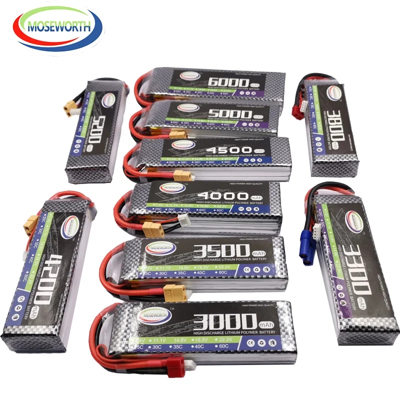 3S RC игрушки LiPo Батарея 11,1 V 1500 2800 3500 3800 4200 5200 6000 мА/ч, 30C 40C60C для радиоуправляемый самолет, Квадрокоптер вертолет автомобильных аккумуляторов 3S