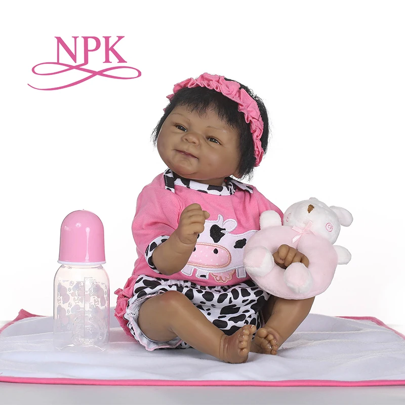 

NPK lifelike reborn soft silicone real silicone reborn baby dolls black bebe hot toys Xtmas gift for girls best accompany