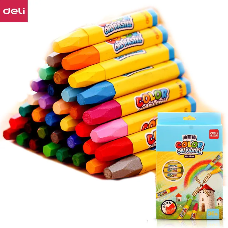 

Deli Oil Pastels Wax Crayon Drawing Pen Art Accessories Office School Supplies 12 18 24 36 Color Stationery Crayons Kids 6961