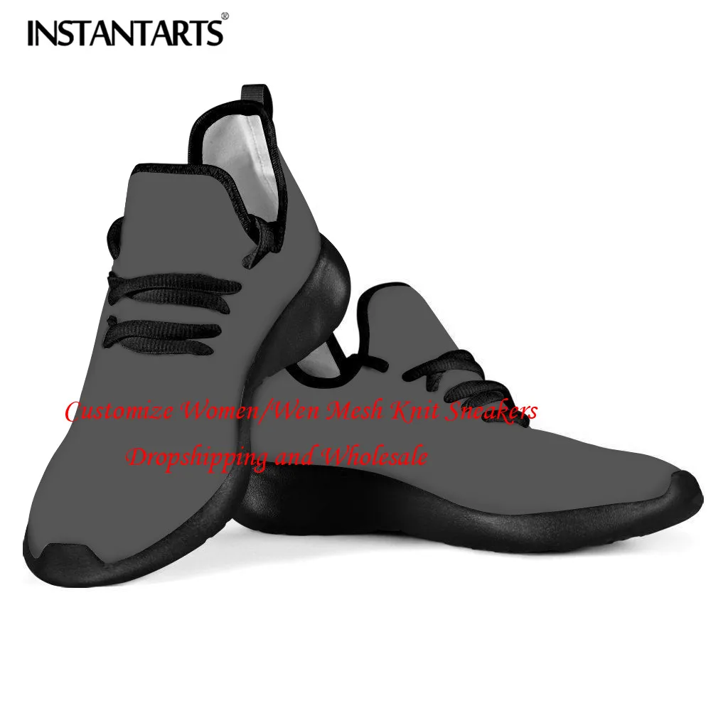 

INSTANTARTS Custom Image Logo/Name/Animal Personalized Mesh Sneakers Women Casual Shoes Summer Female Loafers Shoes Black White