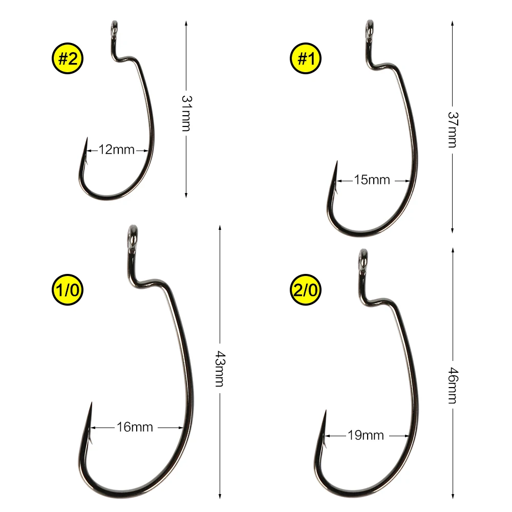 Trulinoya 10 шт./компл. офсетная печать рыболовный крючок#2#, 1#, 1/0#2/0 крючков с бородкой и углерода Сталь заточенные Воблер рыболовный крючок все для рыбалки