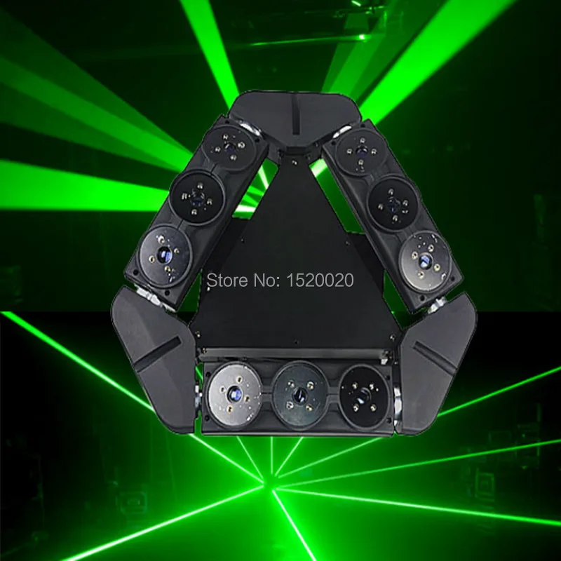 9 Eyes Moving Head laser Spider Light Green Color 50mw*9 Triangle