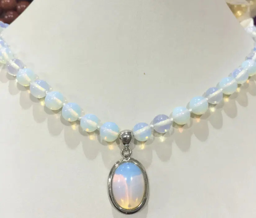 

Healing Chakra Reiki Opal Opalite Stone Pendant Necklace 18