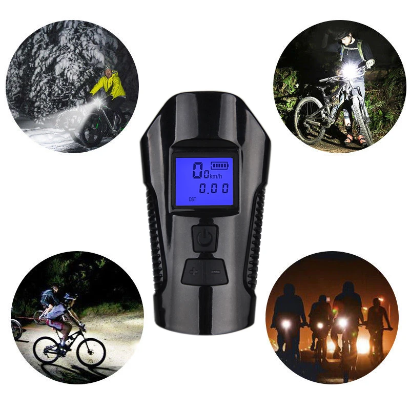 Clearance Multi-functional Smart T6 LED Front Bicycle Headlight 4 Modes Cycling Flashlight USB Bike Headlight+Bike Computer+Electric Bell 1