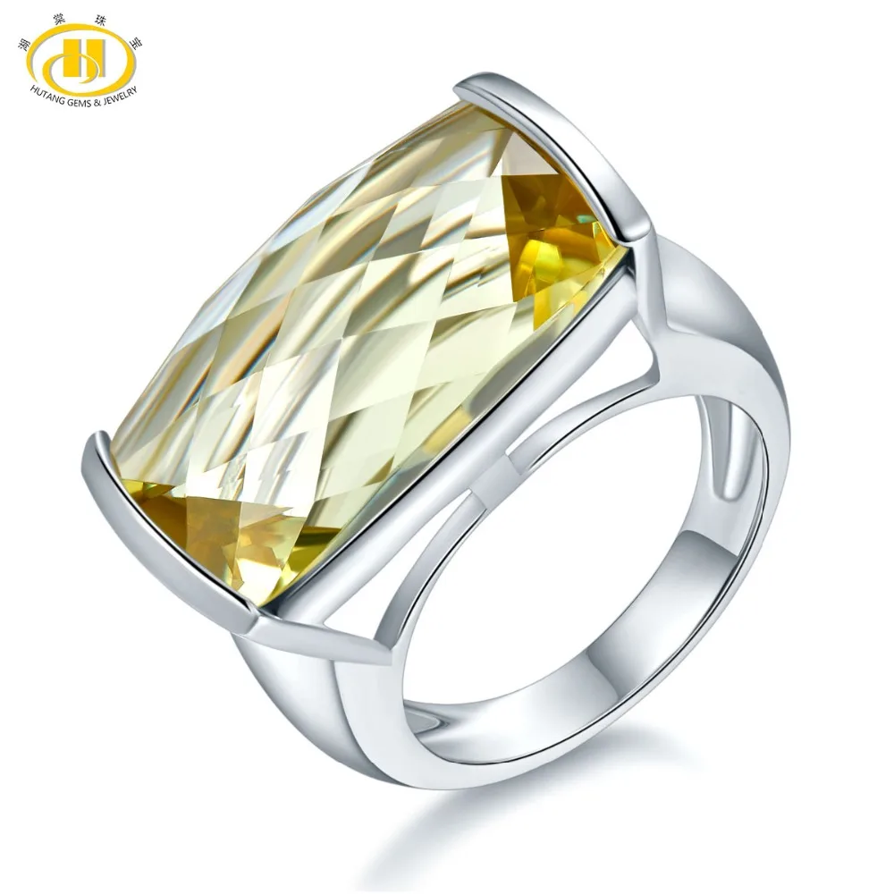 Hutang Natural 15ct Huge Lemon Citrine Rings 925 Sterling Silver Engagement Ring Gemstone Fine Jewelry for Women Best Gift Hutang Natural 15ct Huge Lemon Citrine Rings 925 Sterling Silver Engagement Ring Gemstone Fine Jewelry for Women Best Gift