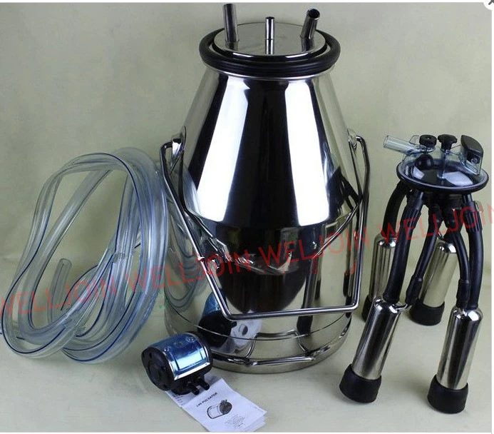 

WELLJOIN Stainless steel Portable Cow Milker Milking Bucket Tank Barrel