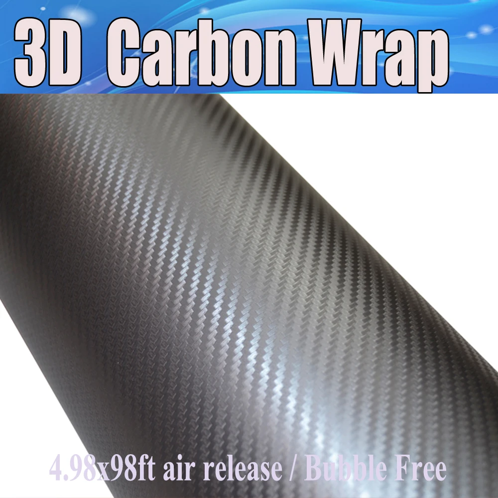 3D Grey Carbon Fiber Vinyl With Air Bubble Free Carbon Fibre Car Wrap
