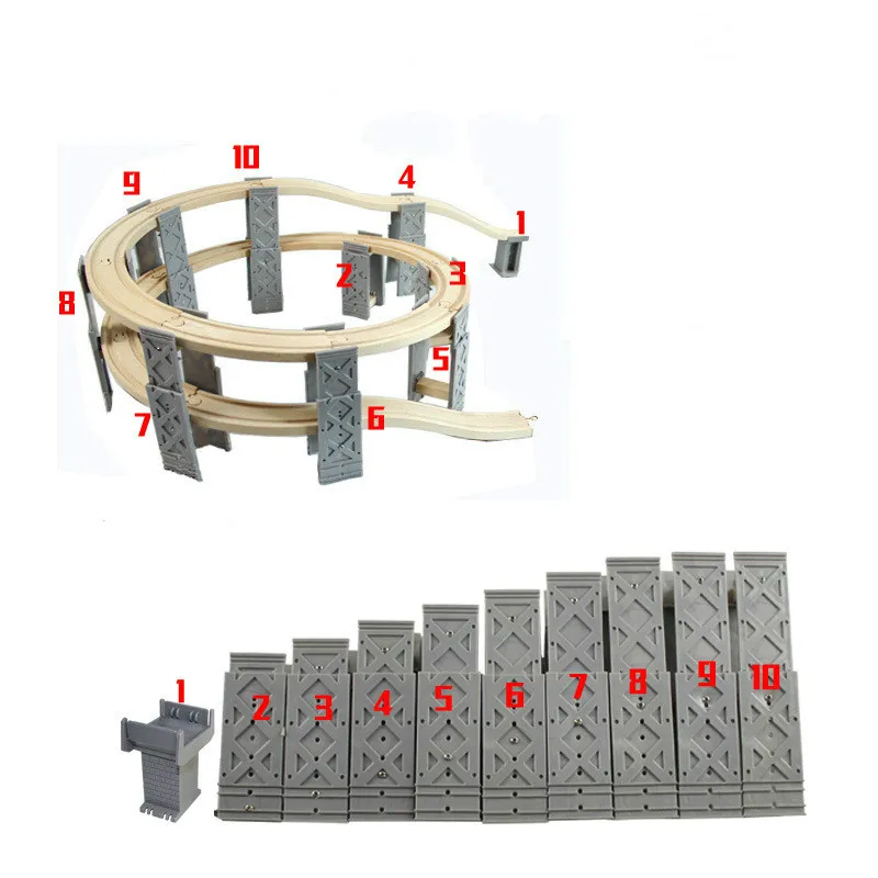26 шт. литые под давлением пластиковые спиральные треки, железнодорожная дорожка, аксессуары, мостовые пиры с деревянными дорожками, игрушечная железная дорога для детей, подарки