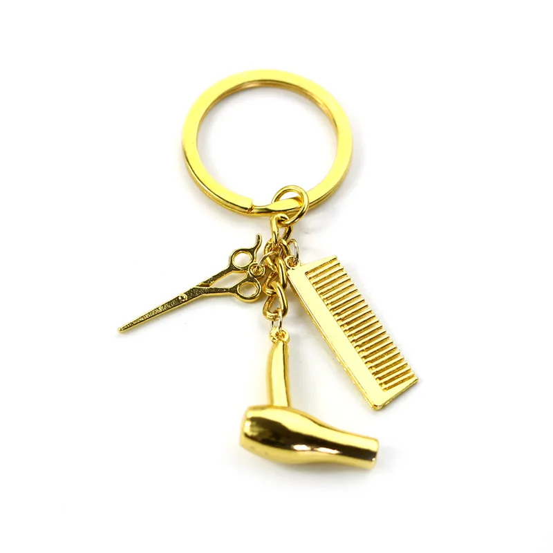 New Hair comb hair scissors hair key chain car pendant Metal High