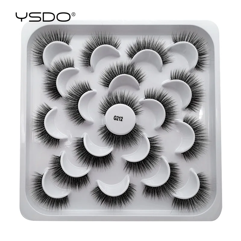 

YSDO 10 Pairs 3D Mink Eyelashes Makeup Eyelashes Extension Cruel-free Mink Lashes Natural Long False Eyelashes Faux Cilios G212