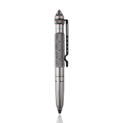 Self Portable Multipurpose Anti-skid personalized Aviation Aluminum Personal Self Defense Tactical Pen Tool Tungsten Steel Head - Цвет: Серый