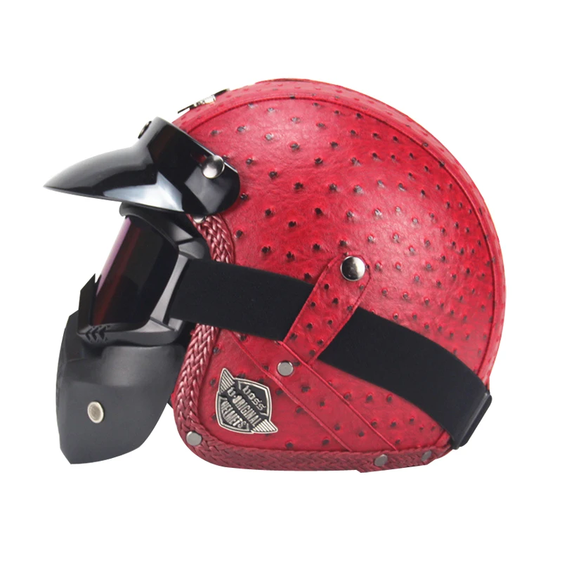 3/4 кожаные мотоциклетные очки винтажные полушлем для байкера скутер Cruiser Touring универсальный шлем Harley Net