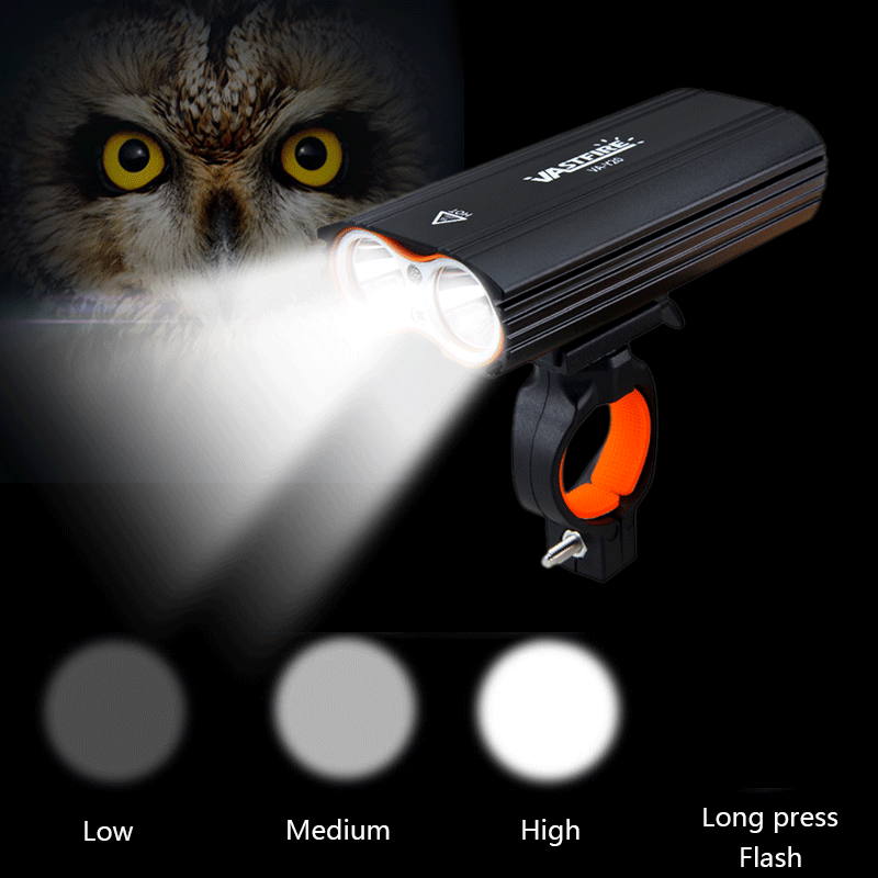 Водонепроницаемый 2 XM-L T6 светодиодный USB Перезаряжаемый Велосипедный свет 4 режима Велосипедный свет Ночная езда велосипедный фонарь со встроенной батареей