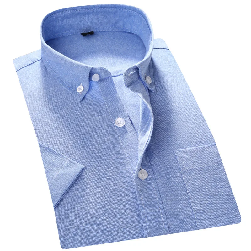 

Summer Oxford Men Shirt Short Sleeve Slim Fit Casual Fashion Half Sleeve mens short sleeve shirts with collar Korean Streetwear