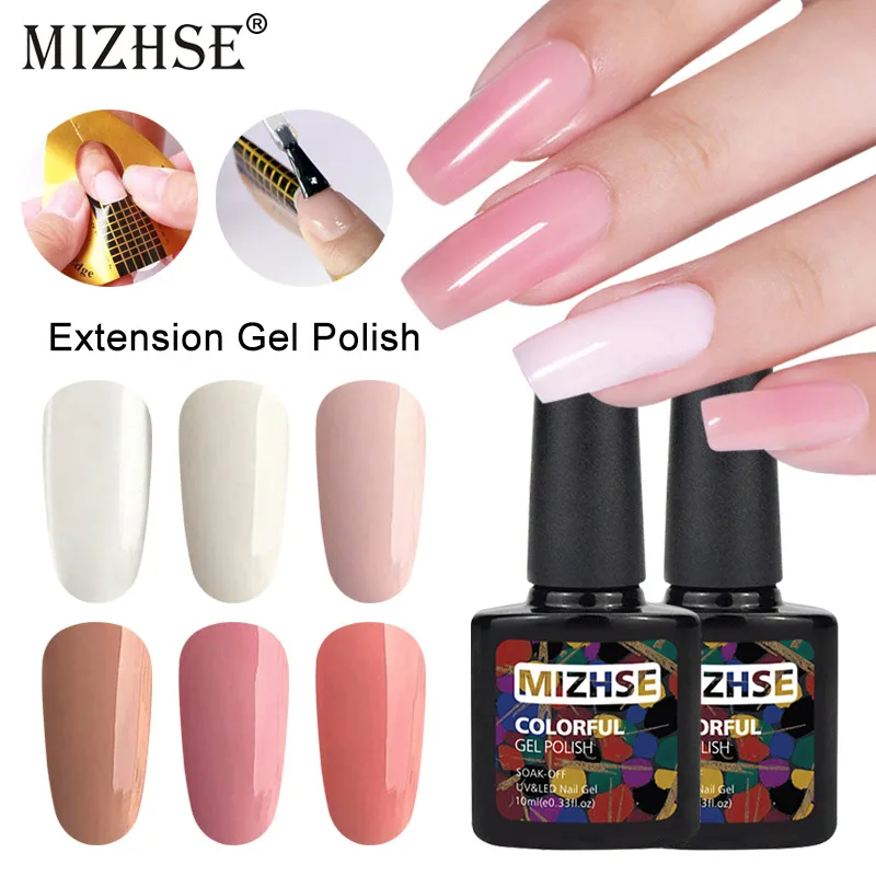  MIZHSE 10ml Extension Gelpolish Clear Pink Nude Nail Tips UV Builder Gel Soak Off Lacquer Nail Varn