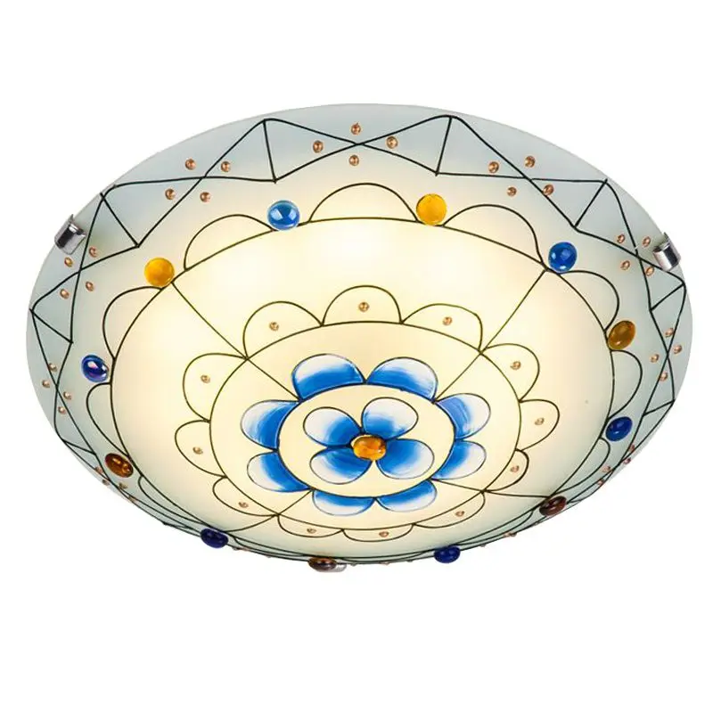 Pastoral Stained Glass Bedroom Ceiling Lamp Mediterranean Kid's Room