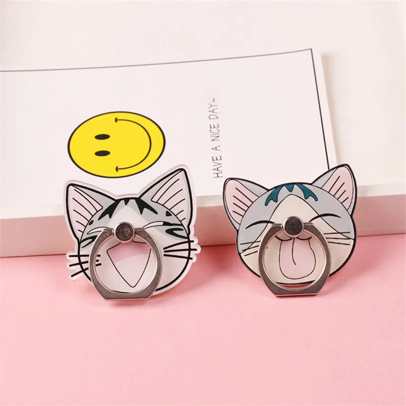 Finger Phone Holder Lovely Cat Animal Pattern Desk Stand Grip Mount sent For iphone X 8 Samsung S9 cell Phone Stand Ring holder