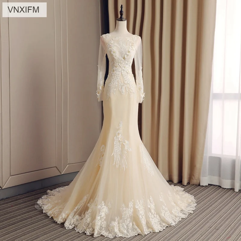 2019 VNXIFM Vestido De Noiva кружевные свадебные платья русалки сексуальные кисейные