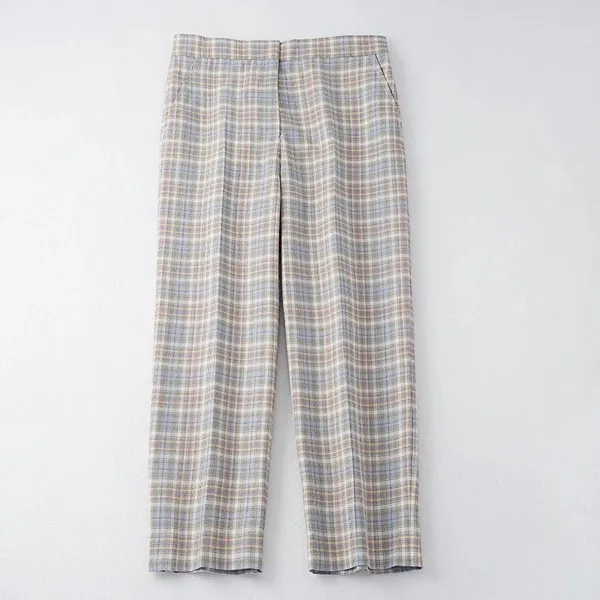 Pants Новинка, женский шерстяной клетчатый Блейзер, костюм, пиджак и брюки, комплект для офисной леди - Цвет: Pants