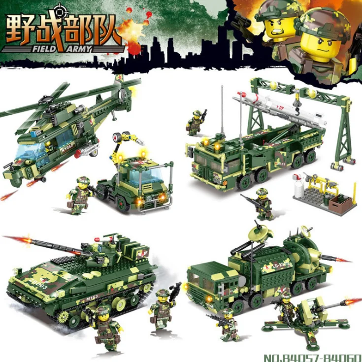 

MCR hot Military Helicopter Communication vehicles Soldier Chariots mini Figure Building blocks Toys For children