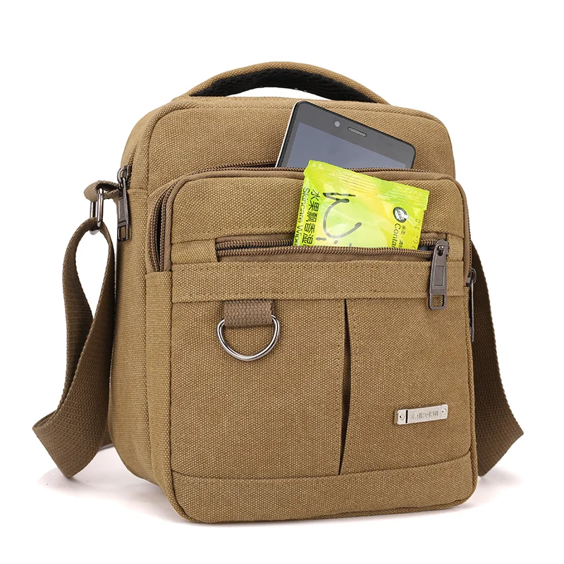  Preppy Style Flap Solid khaki Canvas Messenger Bag for Man New 2018 Fashion Crossbody Bag Multi-fun - 32921727161