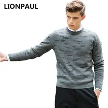 Lionpaul Демисезонный мужские пуловеры Повседневный вязаный свитер с круглым вырезом горизонтальные листочки узор acemiriz высокое качество Свитера