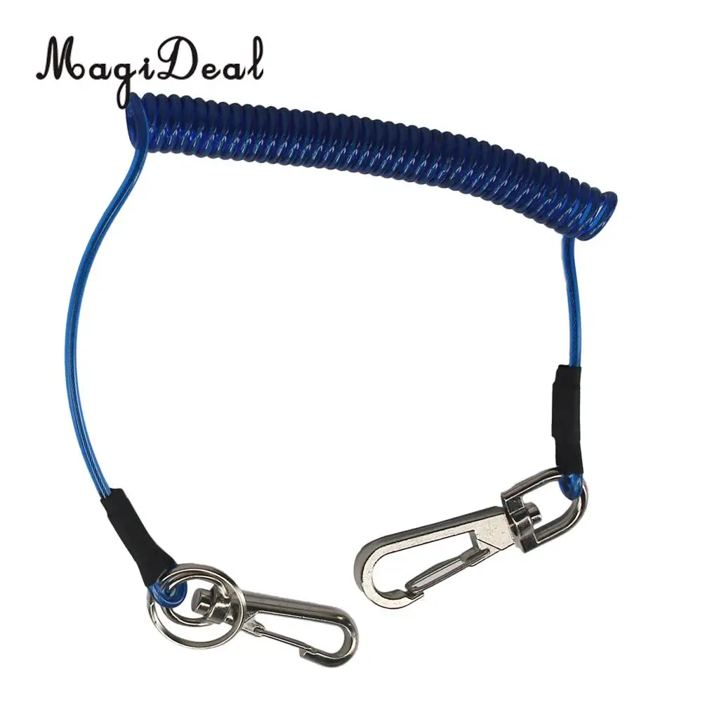 MagiDeal Lightweight Retractable Coiled Fishing Lanyard Steel Wire Pier Rope Tool for Rowing Boat Fishing Diving Water Sports