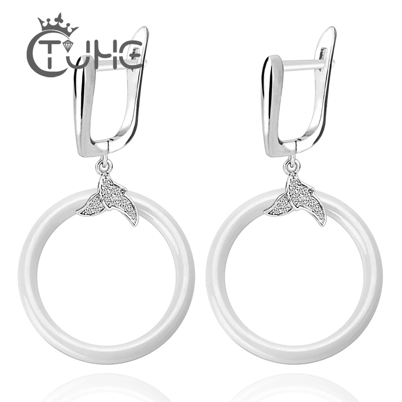 

Middle Big Circle Smooth Large Ceramic Earrings Ring 3 cm Fashion Women Exquisite Ear Ring Innocuous Ceramic For Gift Mother