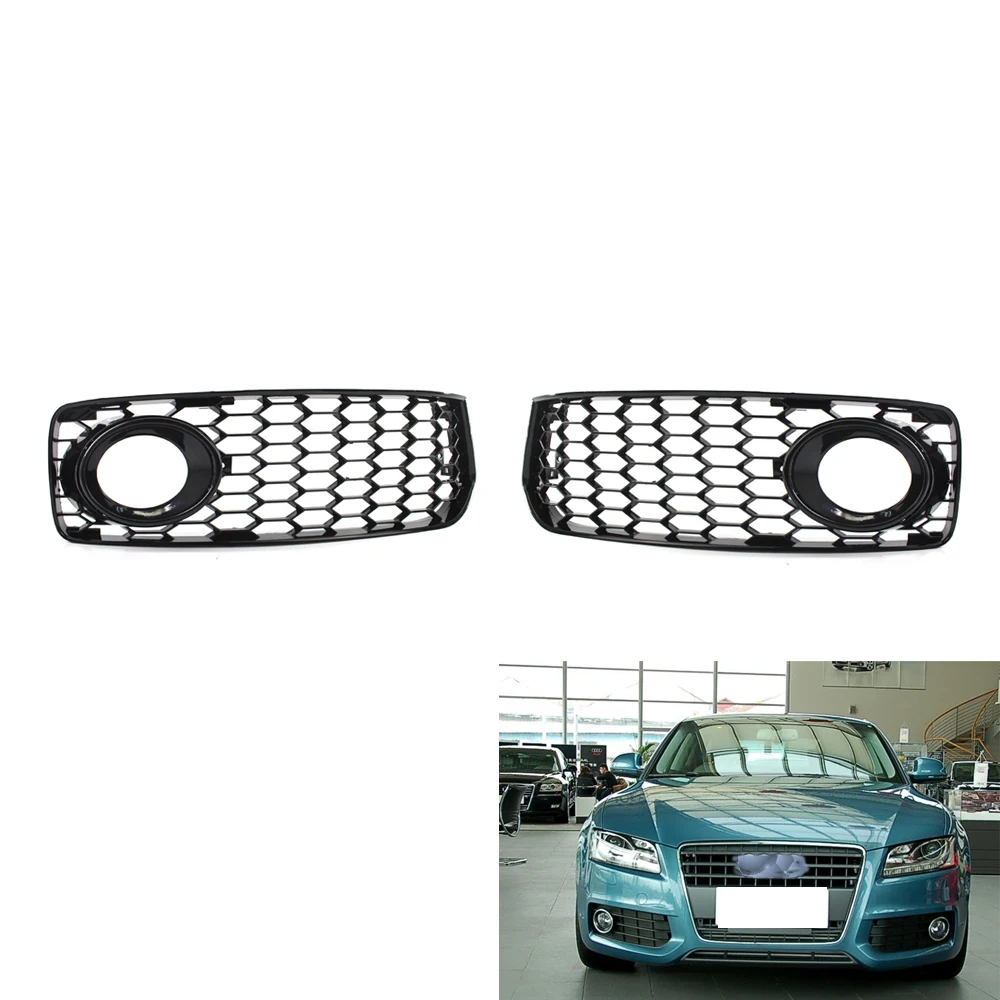 

For 2008-2012 AUDI A5 S-Line HONEYCOMB Front BUMPER FOG LIGHT Lamp Grill GRILLE COVER BLACK 8T0 807 681 B, 8T0 807 682 D