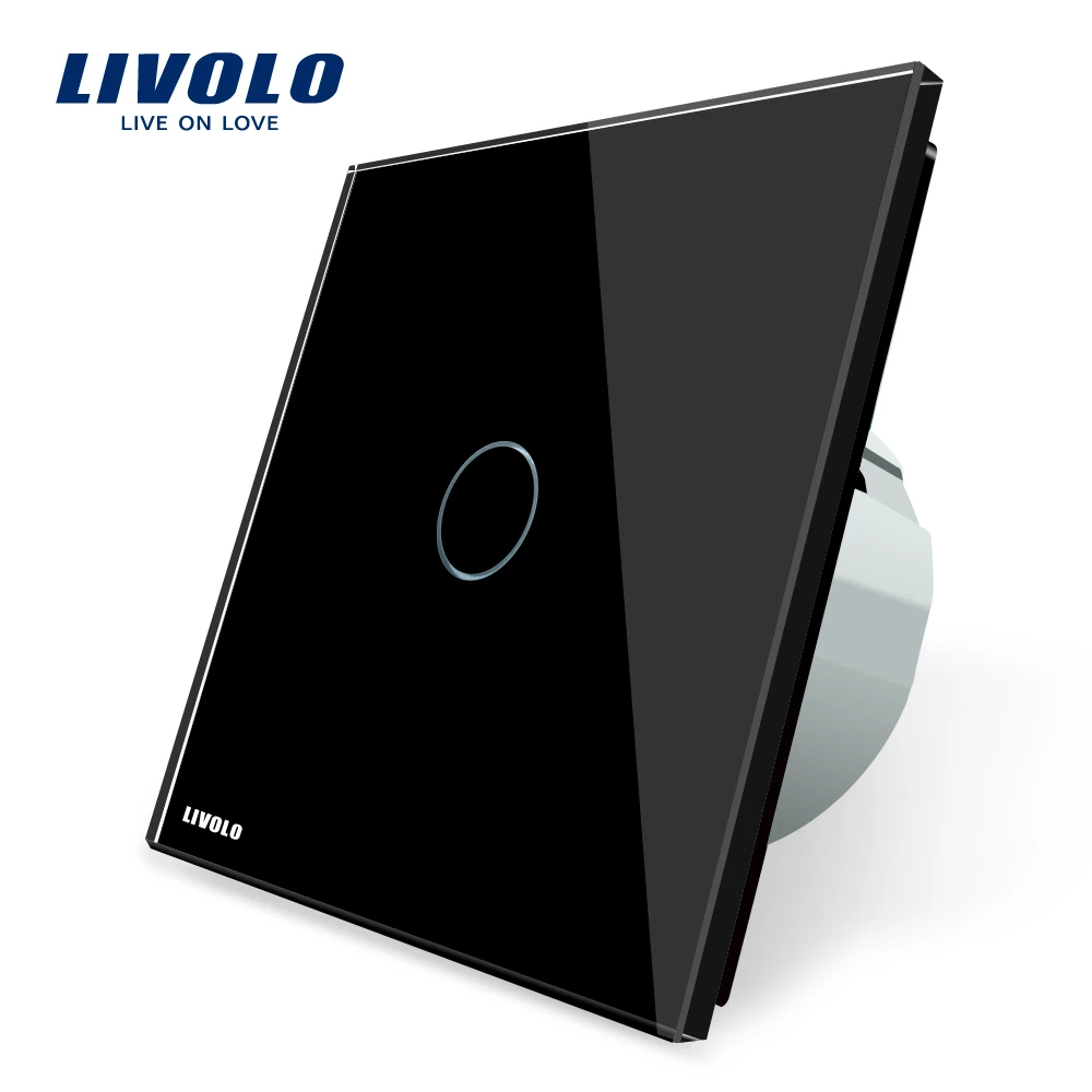 Livolo настенный Электрический светильник сенсорный выключатель, 7 вариантов крышки из закаленного стекла, Простой сенсорный выключатель, AC 220-250 В, светодиодный индикатор