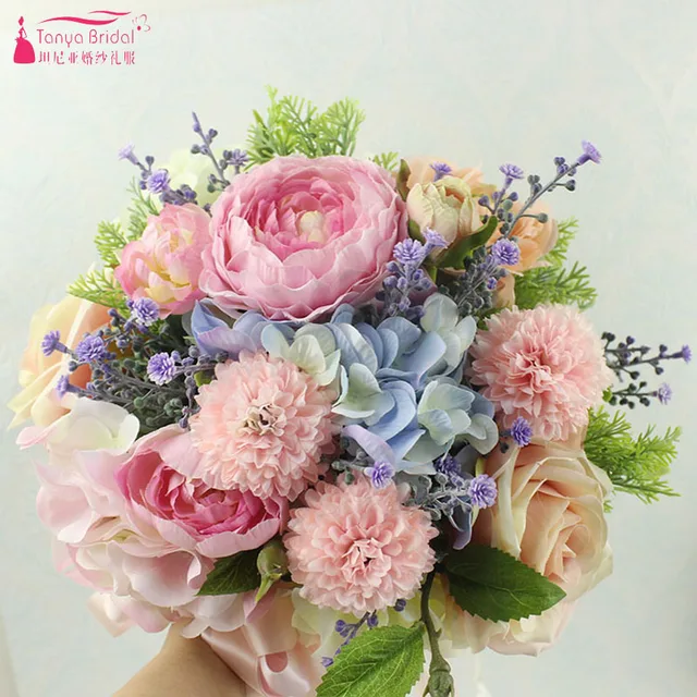 pink champagne wedding bridal bouquet purple green romantic country
