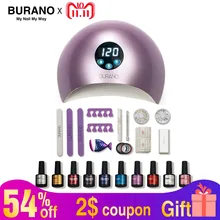 Набор для ногтей BURANO сушилка 36 Вт УФ светодиодный светильник и УФ гель лак верхнее основание пальто маникюрная пилка лак для Набор ногтей